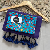Purple Handloom Cotton Saree With Heart Print Blouse